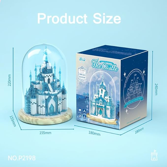 Ice Castle Building Toy, Mini Bricks Bonsai Block Set, 1980 Pieces Micro Bricks Collectible Ideas Building Blocks for Adult Kids Ages 14 and up
