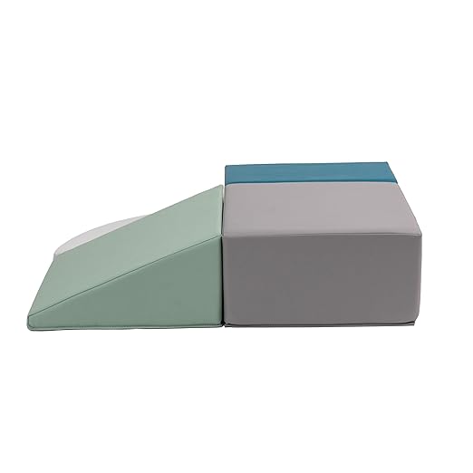 Playtime Essentials 4-Piece First Steps Corner Climber Climbing Foam Block Set for Little Kids – Indoor Toddler & Baby Soft Playset for Children to Climb and Crawl and Slide - Glacier