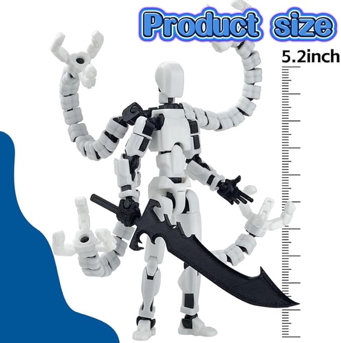 T13 Action Figure, Assembly Completed Dummy 13 Action Figures,T 13 3D Printed Toys - The Premium Action Figures for Sci-Fi Enthusiasts,Four Claws Robot (White, 5.2 Inch)