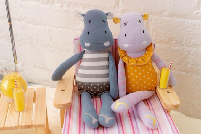 Organic Farm Buddies Apple Park Coco Hippo Plush Baby Toy for Newborns, Infants, Toddlers - Hypoallergenic, 100% Organic Cotton
