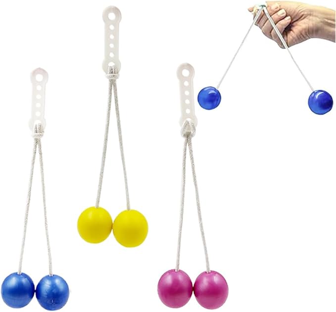 3 Pairs Clacker Ball,Ladder Balls, Toss Game Balls, Children's and Adults' Pressure reducing Balls,Used for Training Balance Ability, Concentration (Randomly Send 3 Colors)