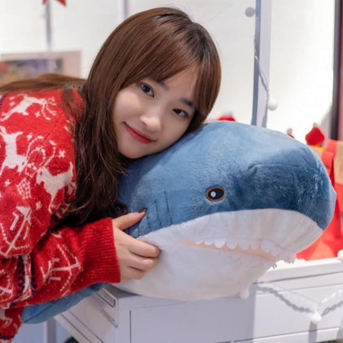 39.3 Inch Giant Shark Plush Stuffed Animal Toy Soft Plush Pillow Shark Stuffed Sea Animals for Boy's and Girl's Room Sofa Decoration and Holiday Birthday Gift