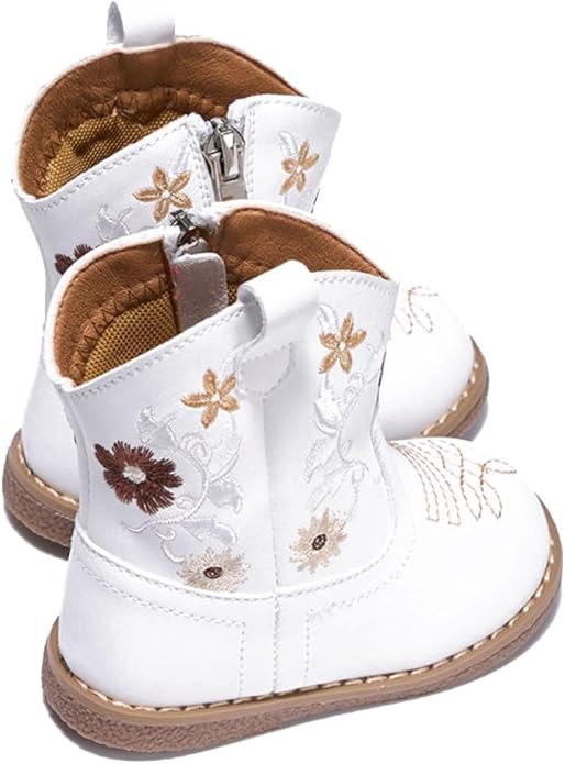 Newsonet Baby Cowboy Cowgirl Boots Infant Western Boots Toddler Boys Girls Round Toe Riding Mid Calf Boots All Seasons for 6 9 12 18 24 Months