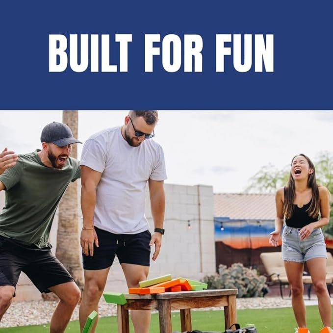 Tailgating Pros Premium Giant Toppling Timbers with Carrying Case – Choose Your Team Colors! Jumbo Outdoor Yard Game, Tower Grows to Over 5 Feet!