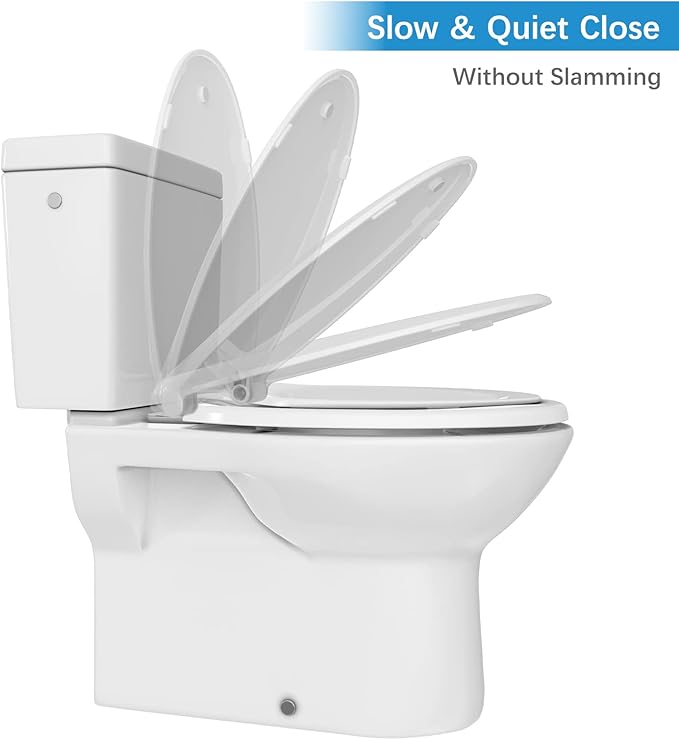 Elongated Toilet Seat With Toddler Seat,PP Material Family Toilet Seat Cover with Adult and Toddler Seat, Soft Close Design, Easy to Clean, Safe for Home Kids Potty Training