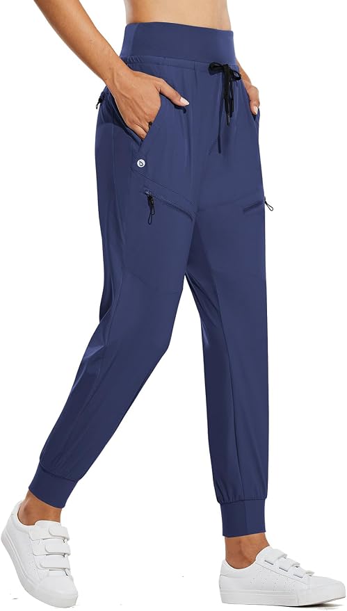 baleaf Womens Lightweight Hiking Pants Water Resistant Quick Dry Joggers with 5 Zipper Pockets UPF 50+ for Travel Hiking