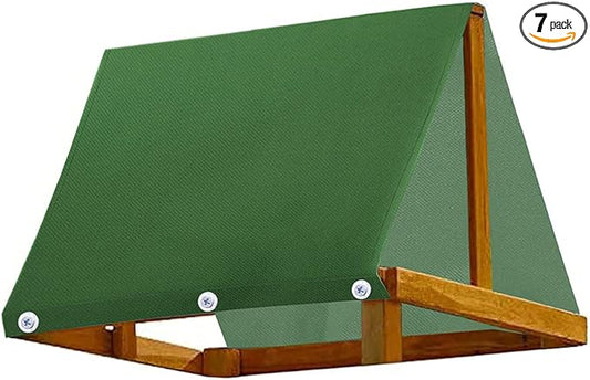 Swing Set Canopy Replacement Cover, 43" x 90" (109 x 228 cm) 600D Oxford Cloth with PVC Coating, Outdoor Shade Roof Tarp for Wooden Backyard Structures, Includes 6 Screws (Dark Green)