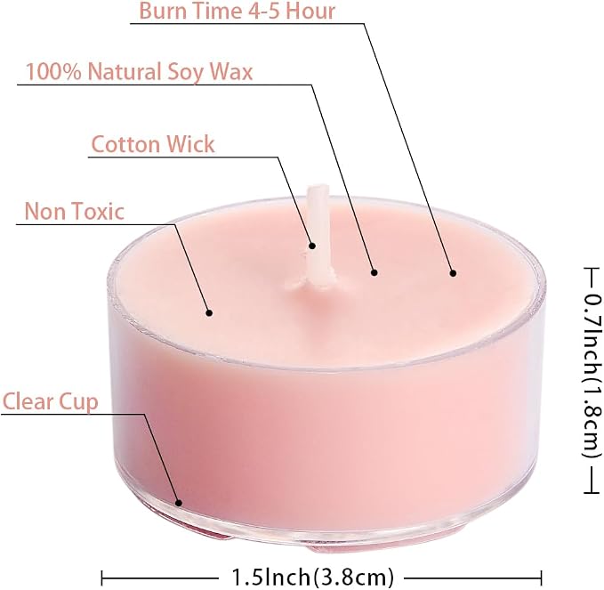 DEYBBY Natural Hibiscus Orchid Scented Soy Wax Tealight Candles Bulk, Aromatherapy Luxury Tea Candle Set of 36-4 Hour Burning Great Gift
