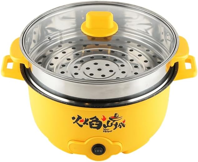 VEGAS Electric HOT POT Multifunction Steam & Cooking Ramen Pot with Automatic Keep Warm Mode Nonstick Inner Pot & Full-View Glass Lid &Stainless steel steamer basket Color Shipped Randomly (10inch)