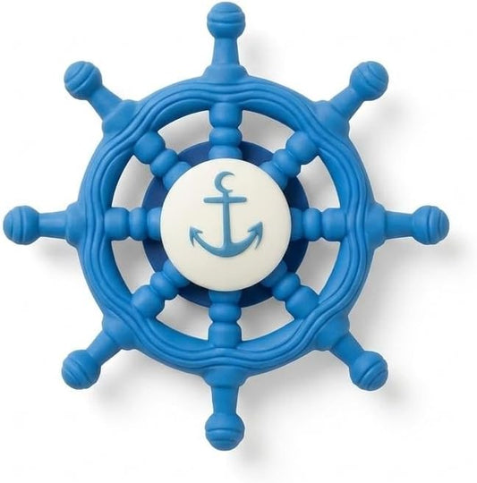 Suction Cup Spinning Toy - Navy Blue Ship Steering Wheel for Babies and Toddlers, Bathtub and High Chair Sensory Activity Toy, Car Window Travel Toys with Strong Grip
