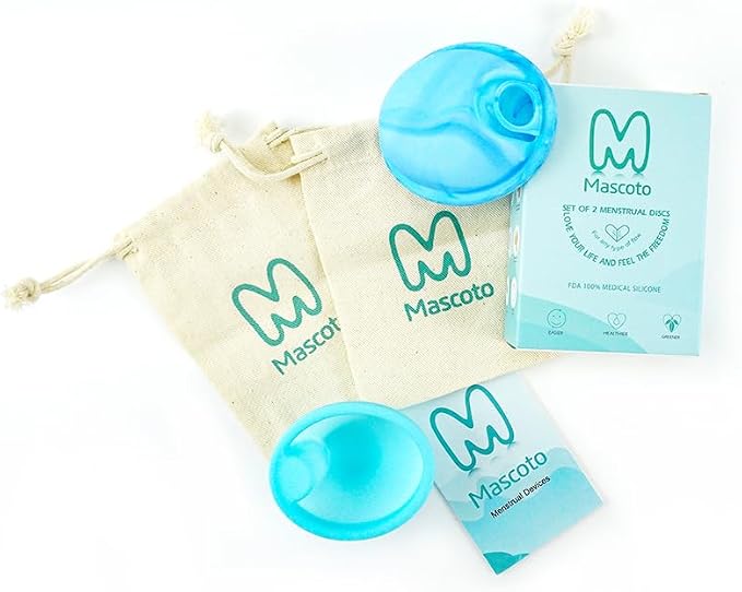 Mascoto® Reusable Menstrual Disc Set, Pack of 2 – Soft Medical-Grade Silicone, Leak-Resistant Design, Easy Removal Loop, 12-Hour Wear, Sustainable & Ultra Comfortable Period Protection incl Storage