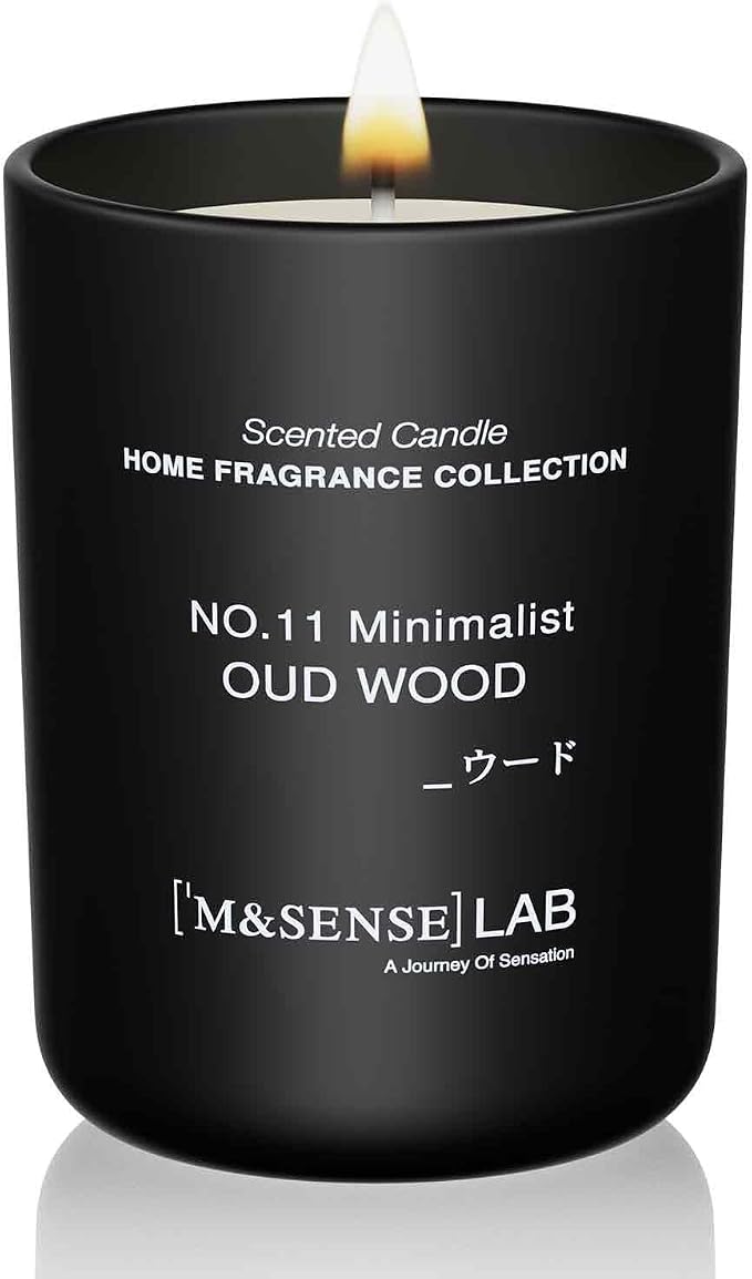 M&SENSE Natural Soy Candle| Oud Wood | 8.82 oz, 50H Burn | Spring Scented Candles for Relaxation,Meditation, Home Décor | for Bedroom, Office, Party Medium