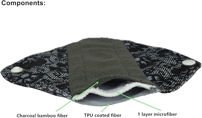 12 Pieces Cloth Menstrual Pads,Reusable Sanitary Pads,11 Pieces 8 Inch Panty Liner + 1 Picese Mini Bag