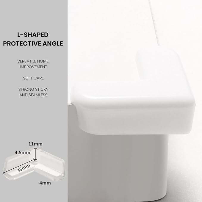 4Pcs PVC Desk Edge Bumpers Adhesive Furniture Corner Protectors Protector Kit Anti-Collision Edge Safety Bumpers Baby Proof Soft Self-Adhesive Table Sharp Edges Guard Safety(White)