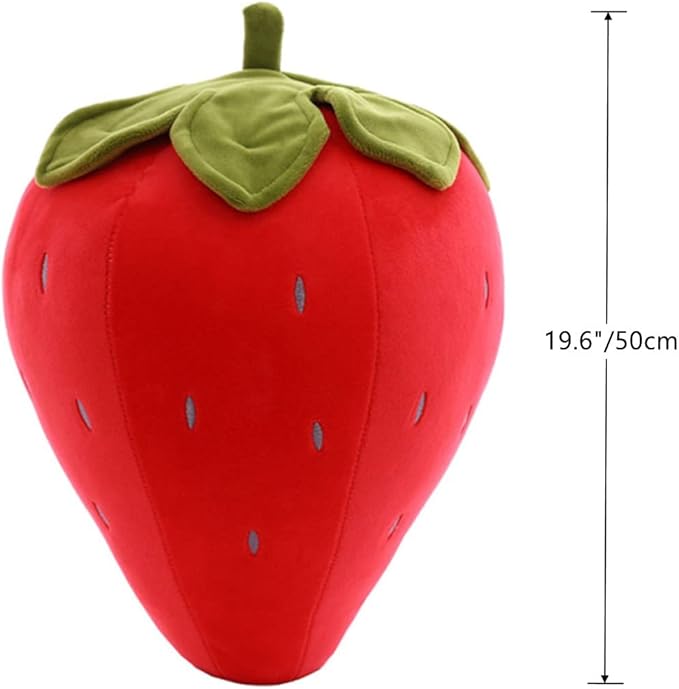 Cute Fruit Kids Pillow Stuffed Strawberry Plush Pillows Super Soft Girls Pillows Cushion Seat for Kids Toys (Red,19.6''/50cm) 1 Count (Pack of 1)