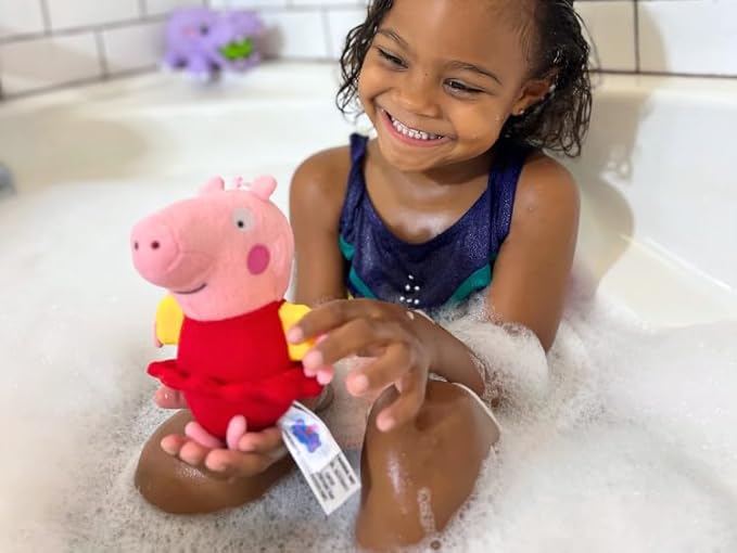 Peppa Pig by SoapSox Kids - Exfoliating Bath Scrub - Soft Animal Toy Wash Cloth Sponge with Soap Pocket Insert - Fun Loofah Characters for Babies, Kids and Children