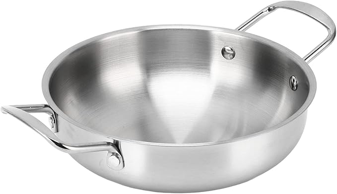 Rengue Stainless Steel Korean Ramen Pot, Heating Cookware with Flat Bottom for Soup and Noodles, Lightweight Portable and Multipurpose Kitchen Tool Stainless Steel Korean Ramen Pot, (22cm)