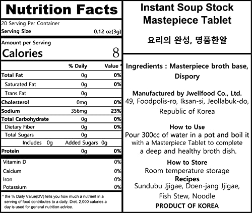 Jwellfood Completion of Cooking Masterpiece Anchovy Broth Stock 20 Tablets (Pack of 3)