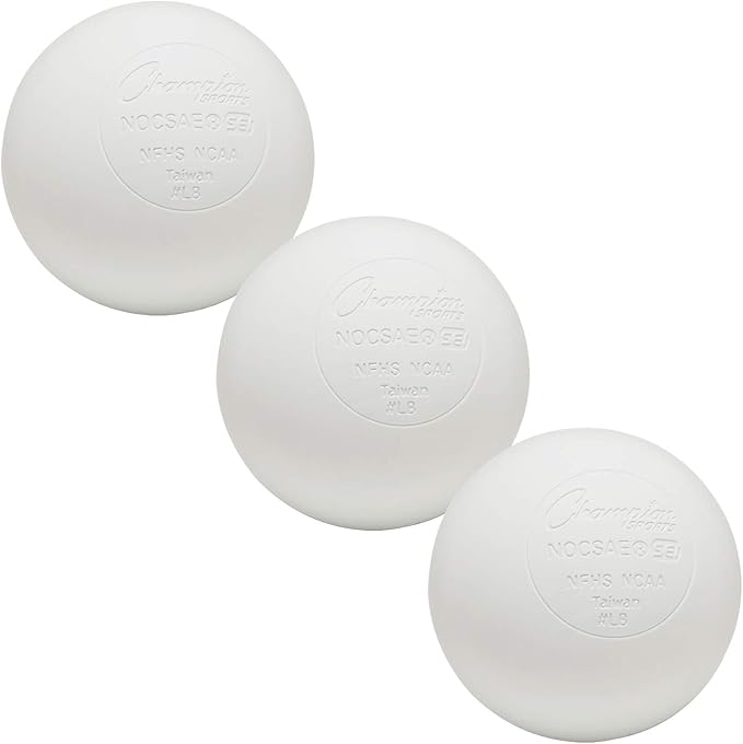 Champion Sports Lacrosse Balls – Official Size SEI Certified, Multi-Color Packs of 3, 6, or 12 for Practice & Games