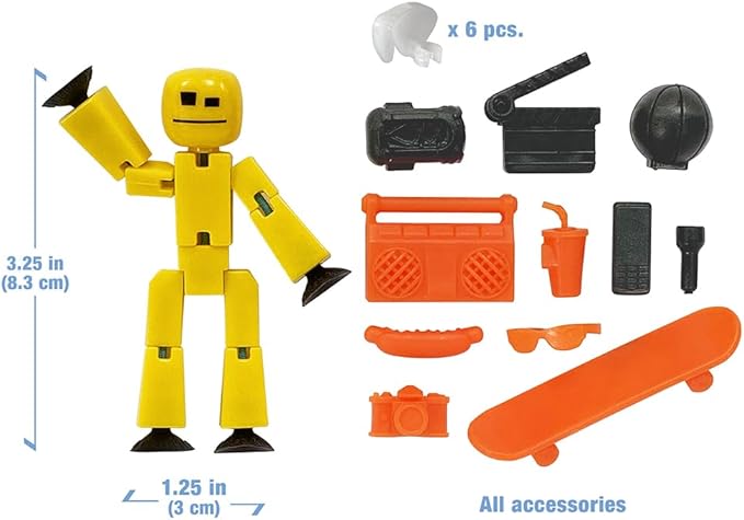 Zing Stikbot Chef and Lifestyle Dual Action Pack - Includes 2 Stikbots and Lots of Cool Accessories in Eco Friendly Packaging (Pack B - Blue & Yellow)