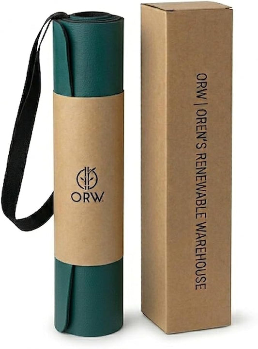 ORW Non Slip Hot Yoga Mat with Carrying Strap - Grip Surface & Natural Rubber Base, REACH Tested, Home & Studio Practice
