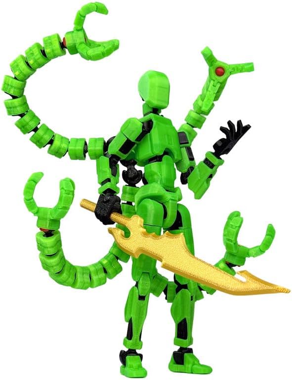T13 Action Figure, Assembly Completed Dummy 13 Action Figures,T 13 3D Printed Toys - The Premium Action Figures for Sci-Fi Enthusiasts,Four Claws Robot (Green - Glows in The Dark, 5.2 Inch)