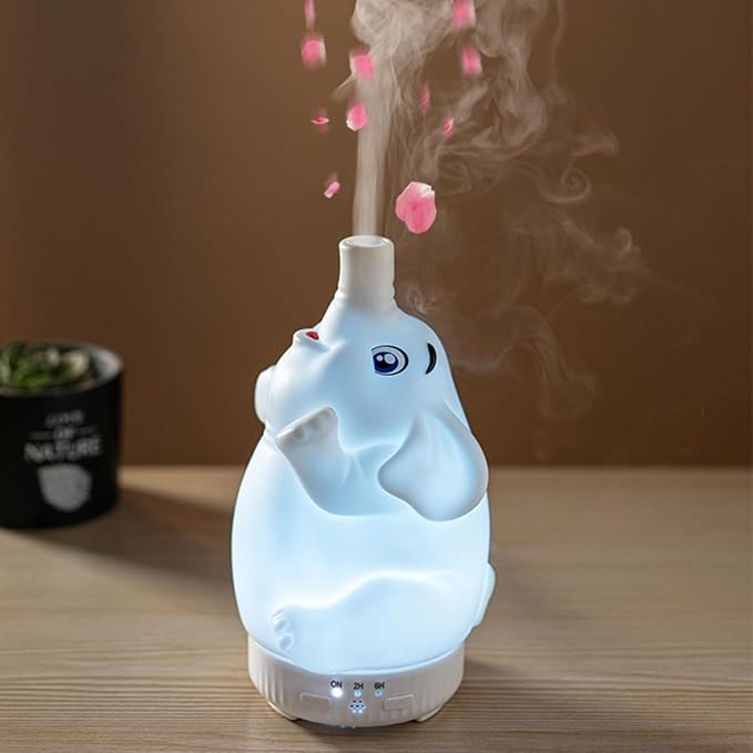 Rotating Elephant Essential Oil Diffuser 2 Modes | 2 Spray Modes, Colorful Gradient Lights, Ultrasonic Quiet Design, Decor Humidifier for Home Bedroom Office