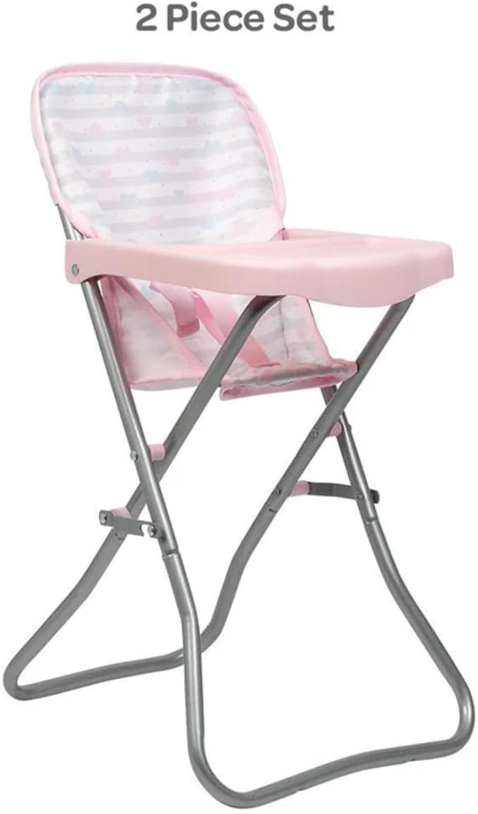 ADORA Durable Pastel Pink Hearts Baby Doll High Chair 20.5” Suits Most Stuffed Animals, Plush Toys, and Dolls up to 16 inches Birthday Gift for Ages 3+