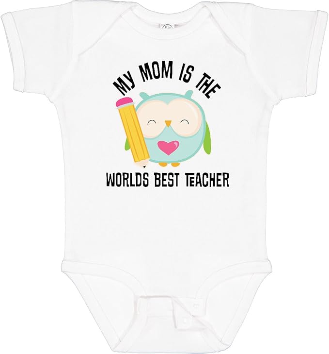inktastic Teacher Mom School Owl Baby Bodysuit
