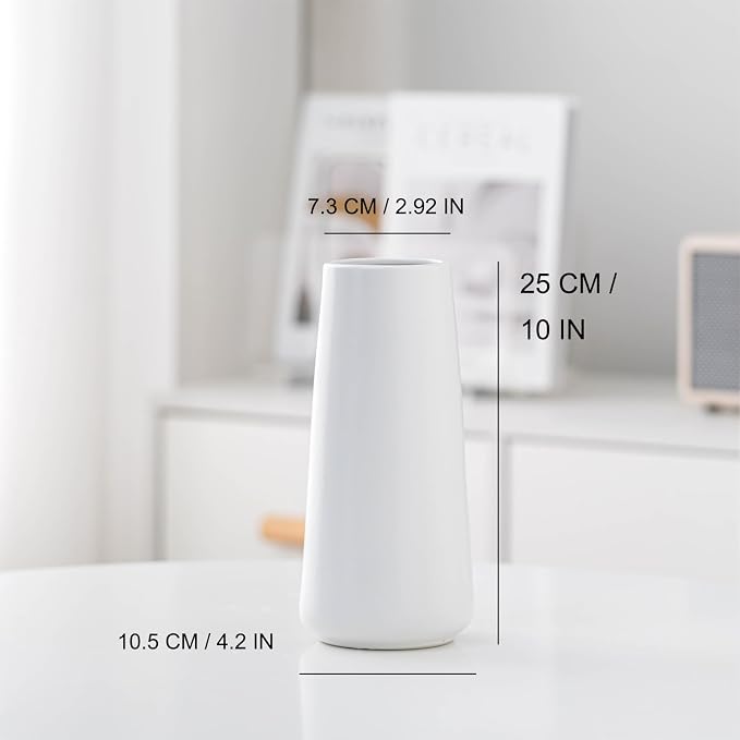 Simple Boho Ceramic Flower Vase for Home Decor (Bright White,Super Big) | 10'' Modern Vase for Flower Plant Pampas Grass, Fit for Table Shelf Centerpieces, Living Room Kitchen Bedroom Wedding Gift