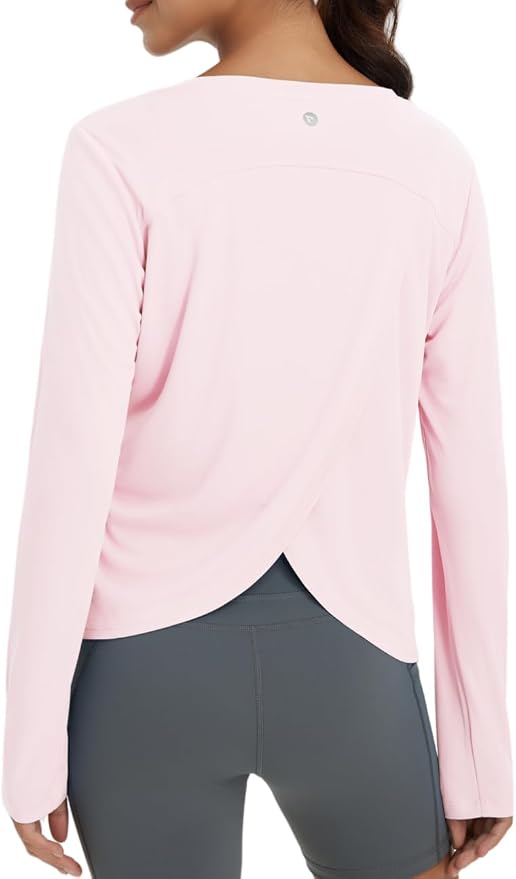 baleaf Women's Long Sleeve Workout Tops Running Sun Shirts Split Back | UPF 50+, Quick Dry, Lightweight, Breathable, Moisture-wicking, SPF, UV, for Athletic, Gym, Hiking, Tennis, Outdoor