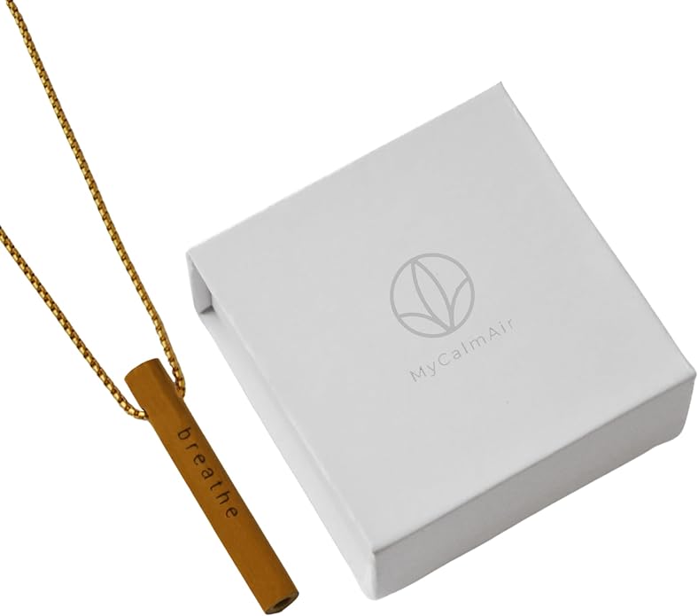 Bamboo Breathing Necklace for Meditation, Mindfulness Tool, Stress Reducer, Eco-Friendly Breathe Pendant, Portable Relaxation Gift for Men & Women