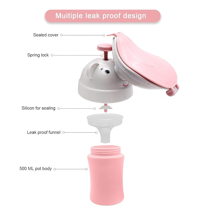 Pee Bottle for Kids - Travel Urinal Portable Potty Pee Cup for Girl Child Toddler Baby Urinal Emergency Toilet for Car Travel Road Trip Essentials Camping Potty Pee Training Leak Proof