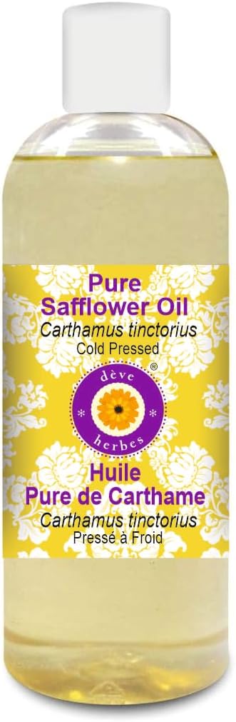 Deve Herbes Pure Safflower Oil (Carthamus tinctorius) Cold Pressed 200ml (6.76 oz)