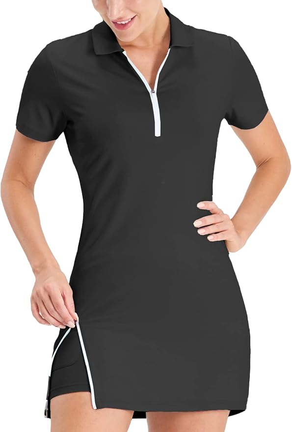 Hiverlay Tennis Dress Golf Dresses for Women with Built in Shorts | Polo Dress, Golf Outfit, 2 Pockets, UPF 50+ Pickball Hiking Workout Active Athletic Dresses,Summer Gym