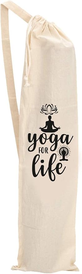 Mayatra's Organic Large Yoga Mat Tote Bag Cover -100% Cotton Lightweight,Washable Yoga Dust Bag With Adjustable Strap Unisex