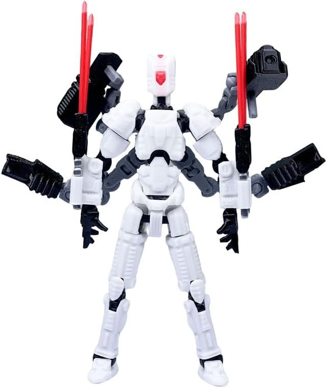 T13 Action Figure Set (Assembly Completed)，3D Printed Multi-Jointed, Desktop Decorations for Game Lovers Toys,5.5Inch (White)
