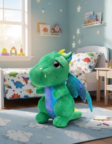 Dragon Stuffed Animals Soft Plush Cute Dragon Doll for Boys Girls 10 in (xiaofeilong lvse)