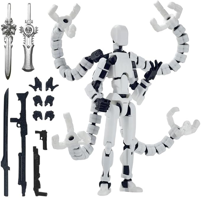 T13 Action Figure, Assembly Completed Dummy 13 Action Figures,T 13 3D Printed Toys - The Premium Action Figures for Sci-Fi Enthusiasts,Four Claws Robot (White, 5.2 Inch)