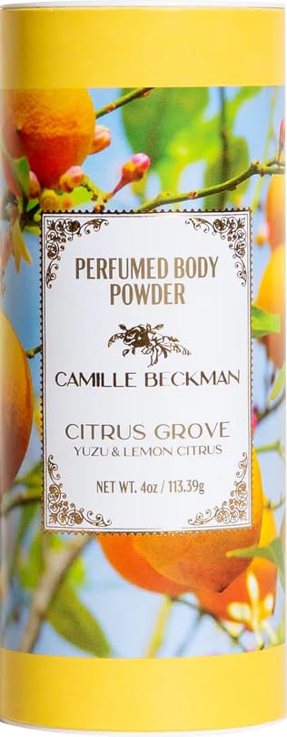 Camille Beckman Citrus Grove Scented Talc-Free Body Powder, Perfumed Body Powder, 4 Ounce