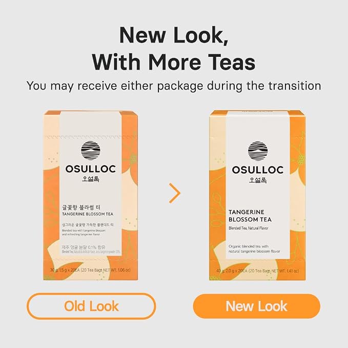 OSULLOC Tangerine Blossom Tea (Refreshing Tangerine Flavor), Iced tea bags, USDA Certified Organic, Tea Bag Series 20 count, Premium Blended Tea from Jeju