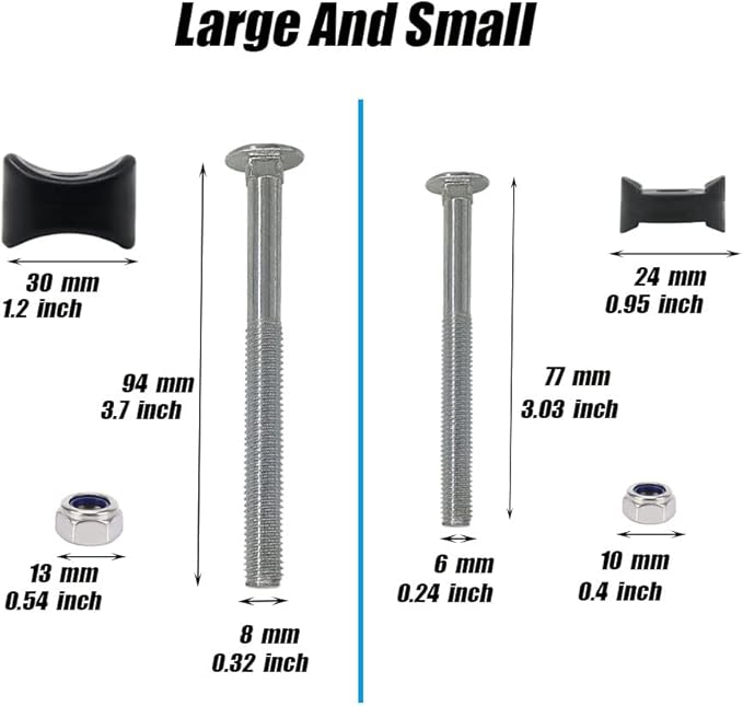 6 Pack 8mm x 94mm Steel Trampoline Screws - Long Screw Replacement Parts and Accessories to Enhance Stability