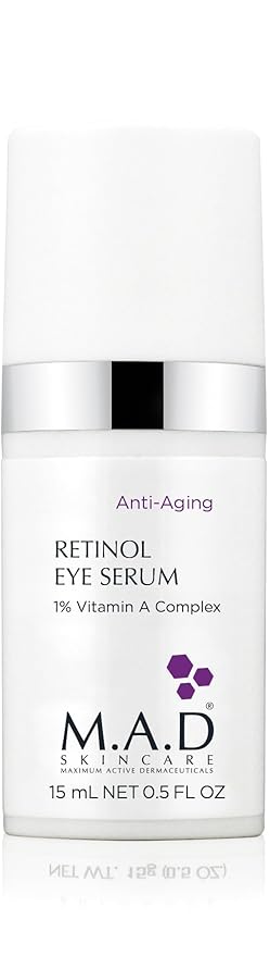 M.A.D Skincare Retinol Eye Serum 1% - Advanced Anti-Aging Peptide Complex for Deep Wrinkles & Crow’s Feet | Firming Solution for Sagging Lids | Reduces Dark Circles & Puffiness | Hyaluronic Acid