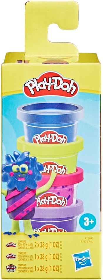 Hasbro Play-Doh Monster Mini Color 4-Pack of Modeling Compound with Glitter and Metallic Colors, 1-Ounce Cans, Non-Toxic