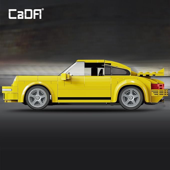CaDA C51079w 911 RUF Style Racing Building Block Model, 222 Pieces of Precision Assembled 1:20 Yellow Bird Racing Car, Programmable Adult Collection Mini Mechanical Group