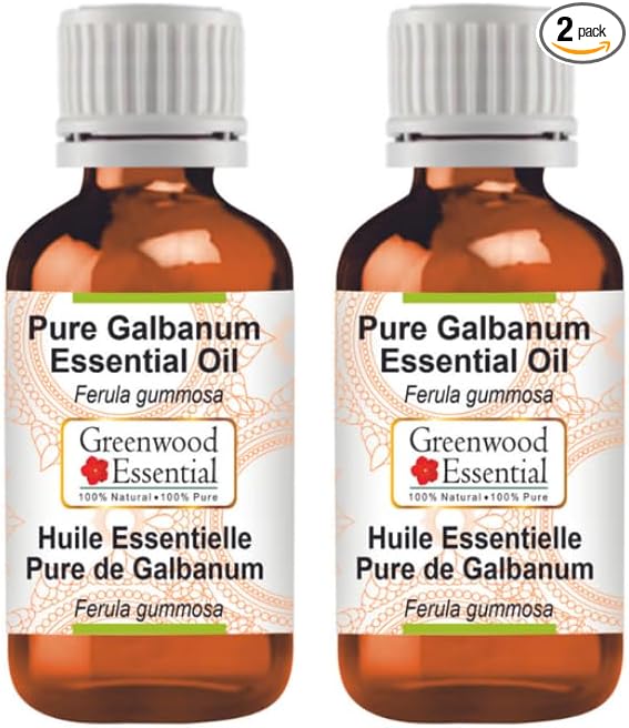 Greenwood Essential Pure Galbanum Essential Oil (Ferula gummosa) Steam Distilled (Pack of Two) 5ml X 2 (0.33 oz)