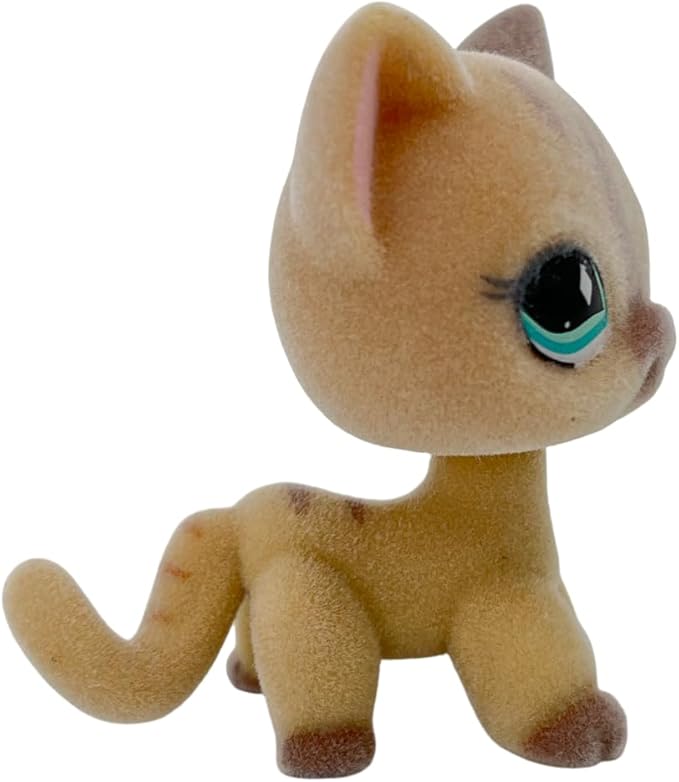 Custom Flocked Pet Shop Toy Fuzzy Animal Figure Short Hair Cat Kitty Kitten Deer OOAK (Yellow #886)
