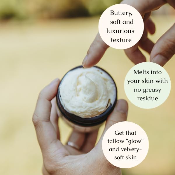Hearth and Homestead: Handmade Whipped Tallow Balm (Vanilla Orange) - Organic Body Butter with Infused Olive Oil, for Eczema, Rosacea, Baby - 1.3 oz