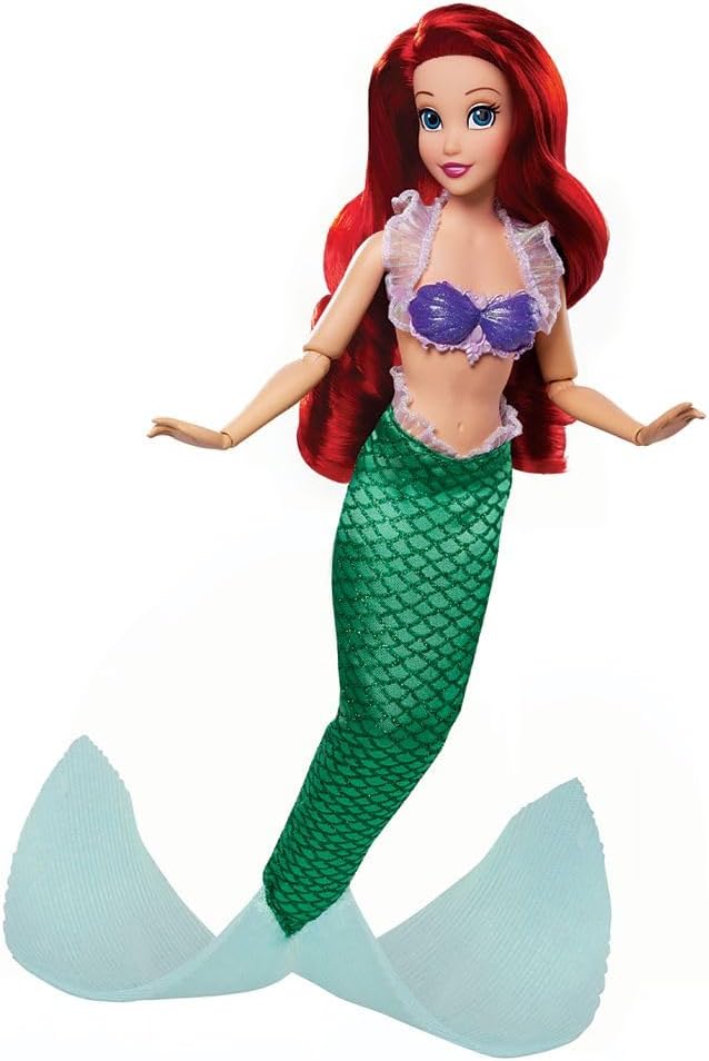 Disney Store Girl's Princess Story Doll (Ariel from The Little Mermaid) 11 Inches, Includes Coloring Book and Additional Dress, Princess Doll in Classic Outfit, Princess Toys