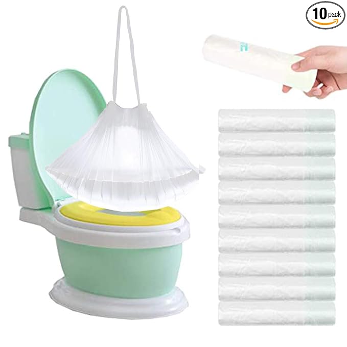 100Pack Potty Chair Liners with Drawstring,Toilet Seat Potty Bags Cleaning Bag for Kids Toddlers,Baby Training Seat